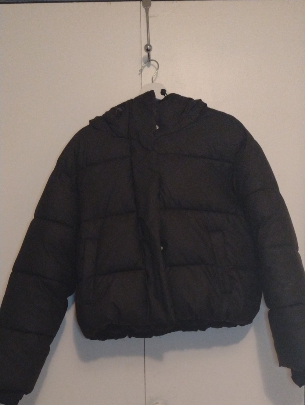 Ardene Black Cropped Hooded Puffer Jacket